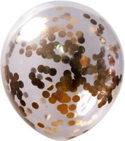 12" Clear Round Confetti Gold (50pcs) Celetex