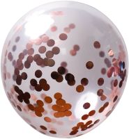 12" Clear Round Confetti Champagne Gold (50pcs)