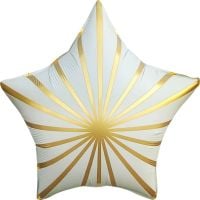 18" Matte White Golden Rays Star Balloon