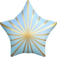 18" Matte Blue Golden Rays Star Balloon