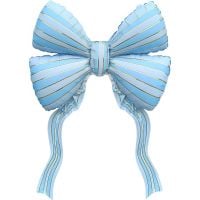 24" Blue with White Stripes Gift Ribbon Bow Balloon