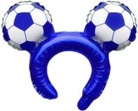 16" Soccer Ball Blue Mouse Ears Balloon