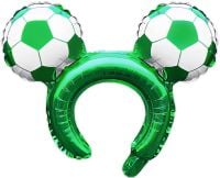16" Soccer Ball Green Mouse Ears Balloon