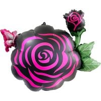 28" Black and Fuchsia Flower Balloon