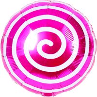18" Candy Spiral Fuchsia Balloon