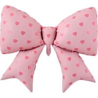 39" Matte Pink Bow with Pink Hearts Balloon