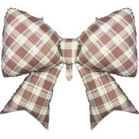 39" Matte Latte Plaid Bow Balloon