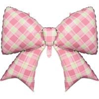 39" Matte Pink Plaid Bow Balloon