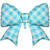 39" Matte Blue Plaid Bow Balloon