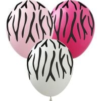 12" Zebra Print Pink Assortment (50pcs) Balloons