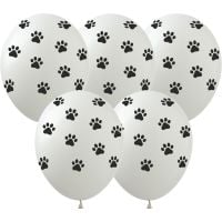 12" Dog Paw Print White (50pcs) Balloons