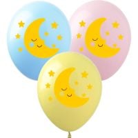 12" Baby Moon and Stars Pastel Assortment (50pcs) Balloons