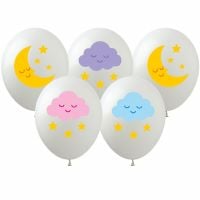 12" Moon Stars and Cloud Pastel Assortment (50pcs) Balloons