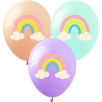 12" Rainbow and Clouds Pastel Assortment (50pcs) Balloons