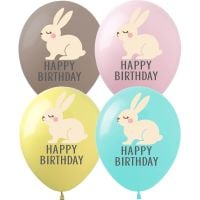 12" Happy Birthday Bunny Rabbit (50pcs) Balloons