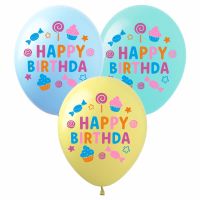 12" Happy Birthday Candy Party Assortment (50pcs) Balloons