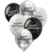 12" Happy Birthday Graphite Assortment (50pcs) Balloons
