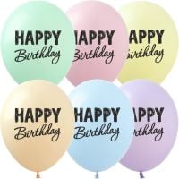 12" Happy Birthday Pastel Assortment (50pcs) Balloons