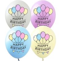 12" Happy Birthday Pennants and Balloons (50pcs) Balloons