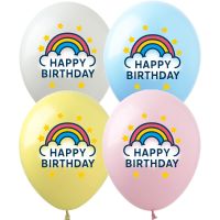 12" Happy Birthday Rainbow and Cloud (50pcs) Balloons