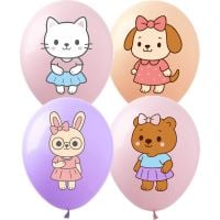 12" Cat Bunny Dog and Bear Assortment (50pcs) Balloons