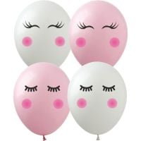 12" Eyelashes Pink and White (50pcs) Balloons
