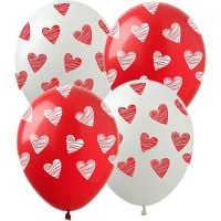 12" Textured Hearts Red and White (50pcs) Balloons