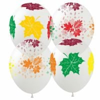 12" Fall Maple Leaves Clear (50pcs) Balloons