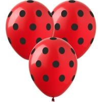 12" Red with Black Polka Dots (50pcs) Balloons