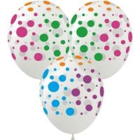 12" Rainbow Polka Dots Clear (50pcs) Balloons