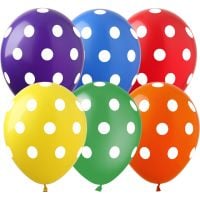 12" White Polka Dots Assortment (50pcs) Balloons