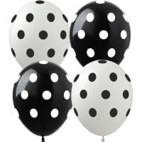12" White Polka Dots Black and White (50pcs) Balloons