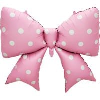 39" Pink Bow with White Polka Dots Balloon