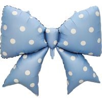 39" Blue Bow with White Polka Dots Balloon