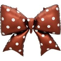 39" Brown Bow with White Polka Dots Balloon