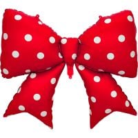 39" Red Bow with White Polka Dots Balloon