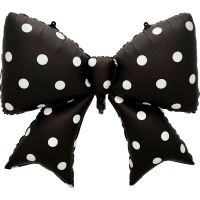 39" Black Bow with White Polka Dots Balloon