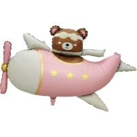 43" Bear on a Pink Plane Balloon