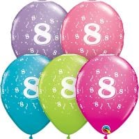 11" Number 8 Confetti Trendy Assortment (50pcs) Balloons