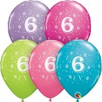 11" Number 6 Confetti Trendy Assortment (50pcs) Balloons