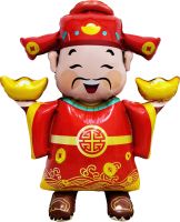 17" Standing God of Prosperity Gold Ingots Balloon