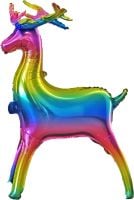 32" Standing Reindeer Rainbow Balloon