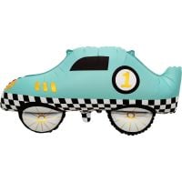 30" Matte Blue Retro Race Car Balloon