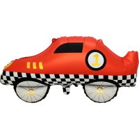 30" Matte Red Retro Race Car Balloon