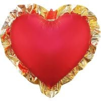 27" Gold Frill Matte Red Heart Balloon