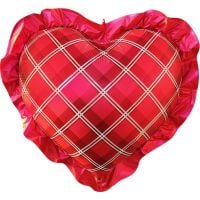 27" Red Frill Plaid Red Heart Balloon