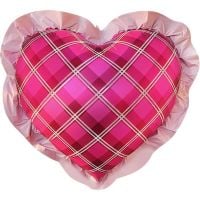 27" Pink Frill Plaid Pink Heart Balloon
