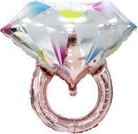 26" Diamond Wedding Ring Pink Balloon